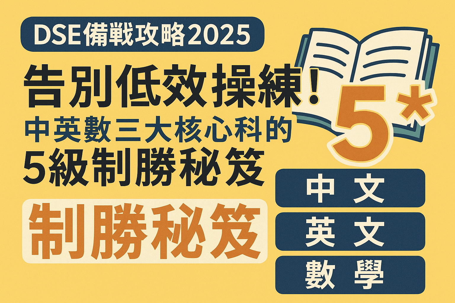 【DSE備戰攻略2025】告別低效操練!中英數三大核心科的5級制勝秘笈