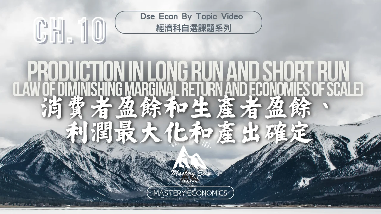 Mastery Econ【By Topic】Ch10 Consumer Surplus and Producer Surplus, Profit Maximizing and Output determination | 明道教育 Lumos Education